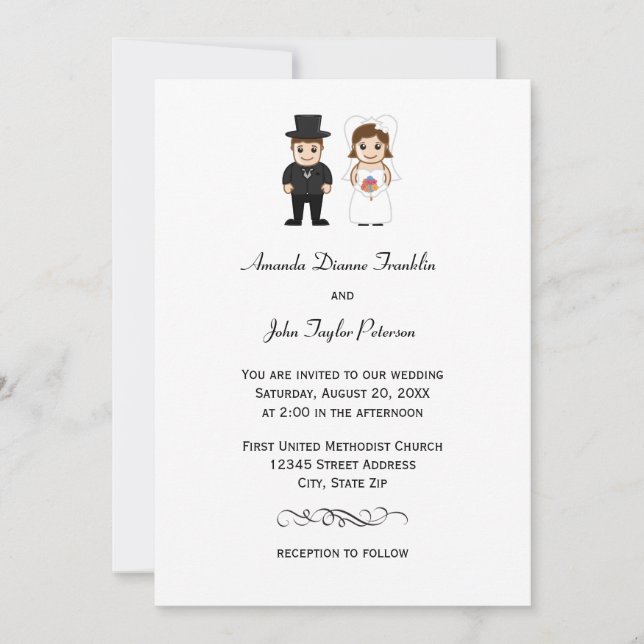 Bride & Groom - Bröllopsinbjudan Inbjudningar (Framsida)