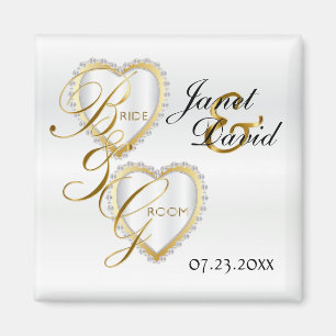 Bride & Groom Elegant White Bröllop Keepsaké Magne Magnet