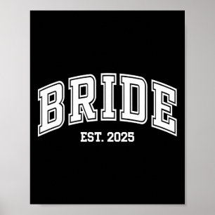 Bride Groom Est. 2025 Retro Ny gifta Par W Poster