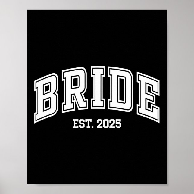 Bride Groom Est. 2025 Retro Ny gifta Par W Poster (Framsidan)