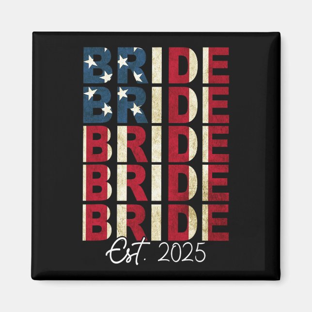 Bride Groom Est. 2025 USA Ny gifta Par Magnet (Framsidan)