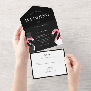 Bride Groom Flamingo Bröllop