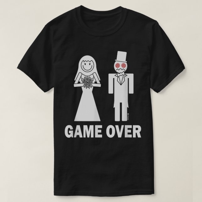 Bride Groom Game over Giftermål Funny T Shirt (Design framsida)