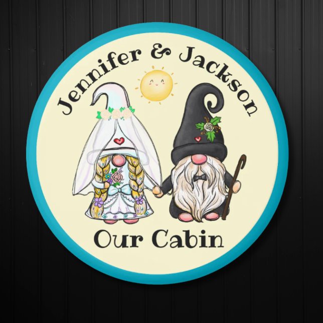 Bride & Groom Gnome Couple Cruise Door Marker Magnet (Bride & Groom Cruise Door Stateroom Marker)