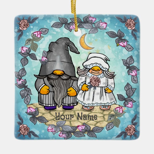 Bride & Groom gnome Julgransprydnad Keramik (Framsida)