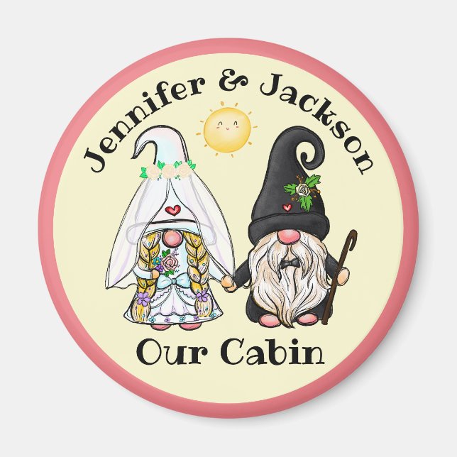 Bride & Groom Gnome par Cruise Door Marker Magnet (Framsidan)