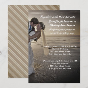 Bride & Groom Grayed Sunset Beach Wedding Inbjudan