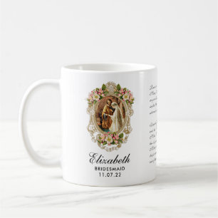 Bride Groom Guld Blommigt Prayer Bridesmaid Kaffemugg