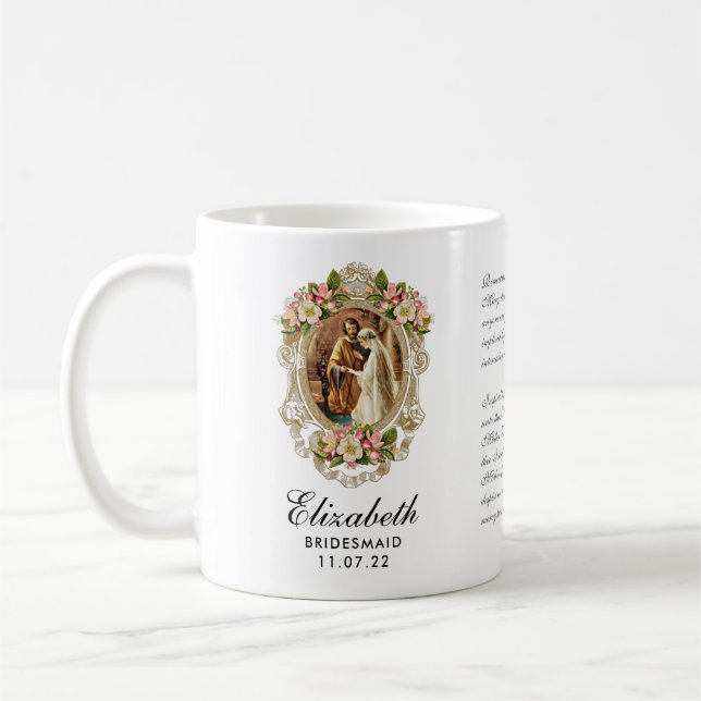 Bride Groom Guld Blommigt Prayer Bridesmaid Kaffemugg (Vänster)