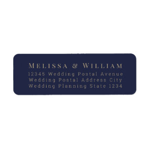 Bride Groom Navy Elegant bröllop Returadress Etikett