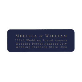 Bride Groom Navy Elegant bröllop Returadress Returadress Etikett