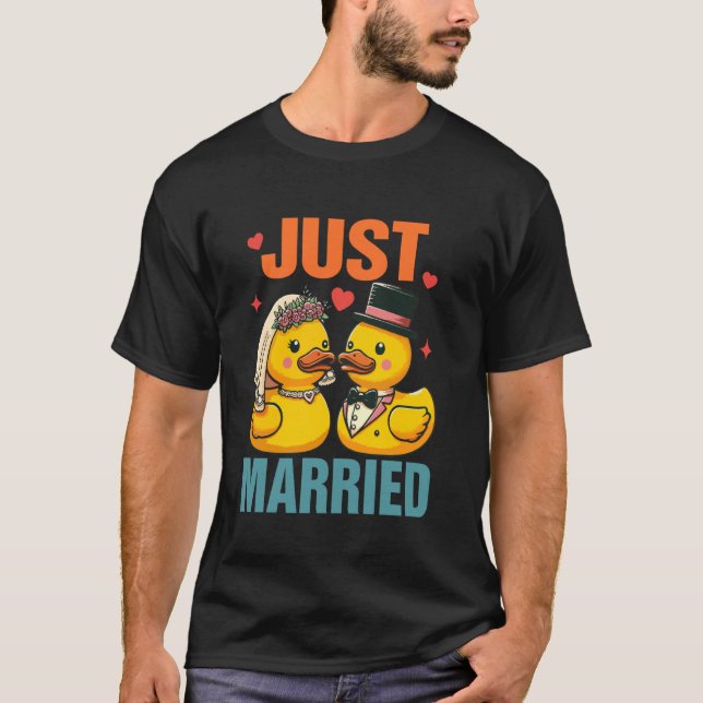 Bride & Groom Newlyged Bröllop Rubber Ankor Just M T Shirt (Framsida)
