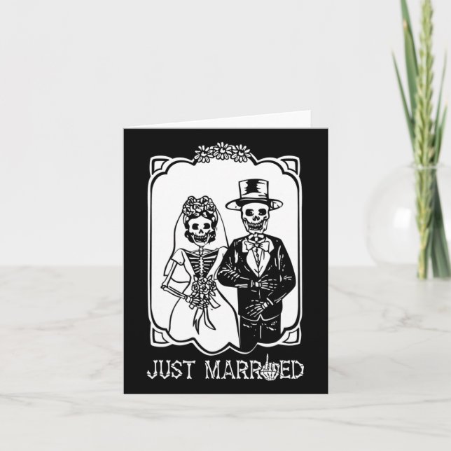 Bride Groom Ny gifta Skeleton Halloween par Kort (Framsida)