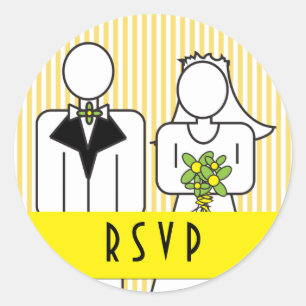 Bride & Groom osa Stickers Runt Klistermärke
