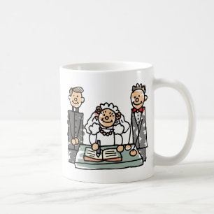 Bride Groom Priest Minister Church Bröllop Bok Kaffemugg