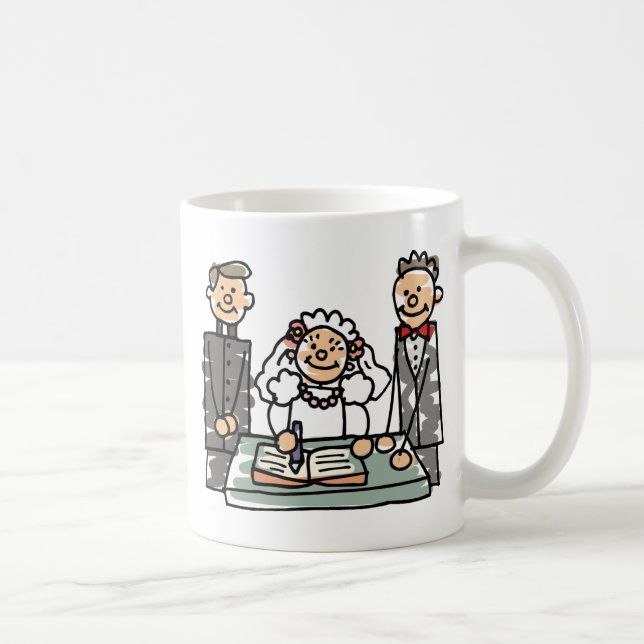 Bride Groom Priest Minister Church Bröllop Bok Kaffemugg (Höger)