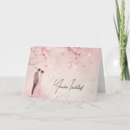 Bride & Groom Rosa Theme Bröllop Inbjudan