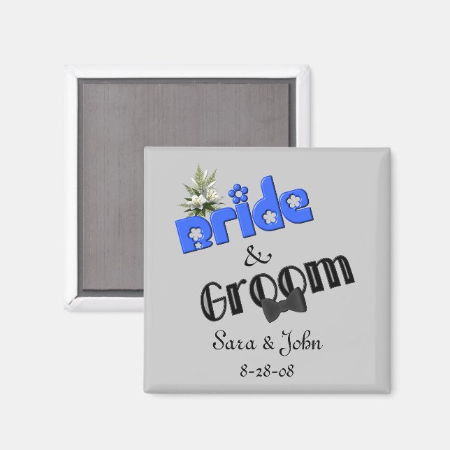 Bride Groom Save the Date Bröllops Favor Magnet (Front/Back)