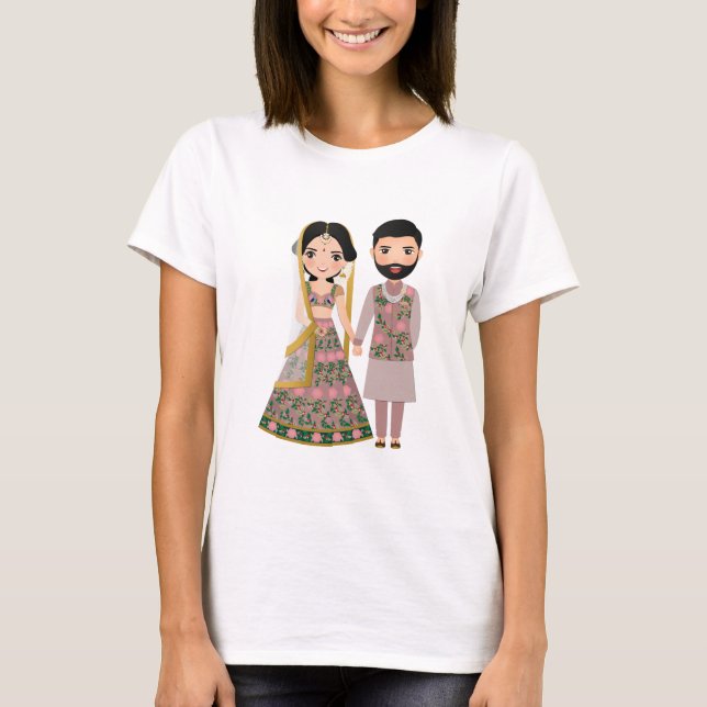 Bride & Groom Silhouette T Shirt (Framsida)