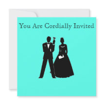 Bride & Groom Silhouettes på Blue