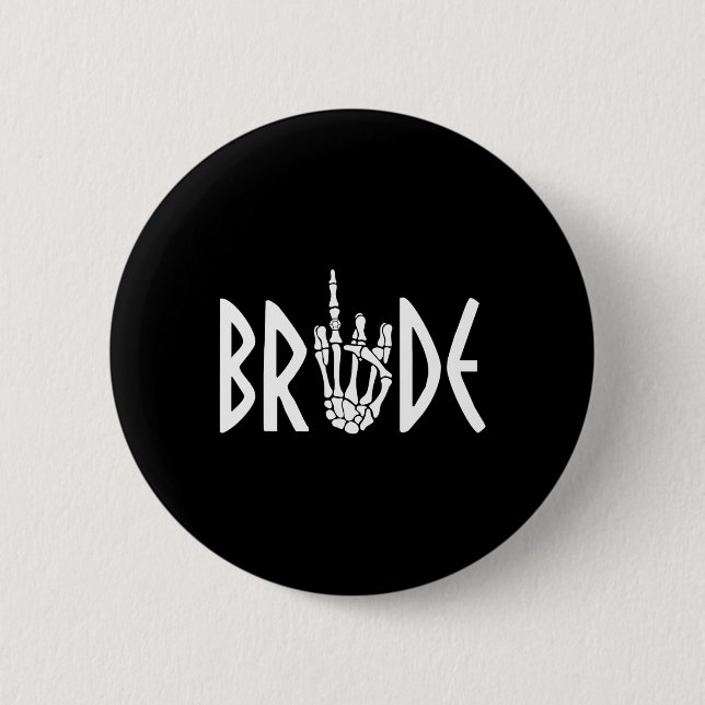 Bride Groom Skeleton Gothic Bröllop Förlovning Hal Knapp (Framsida)