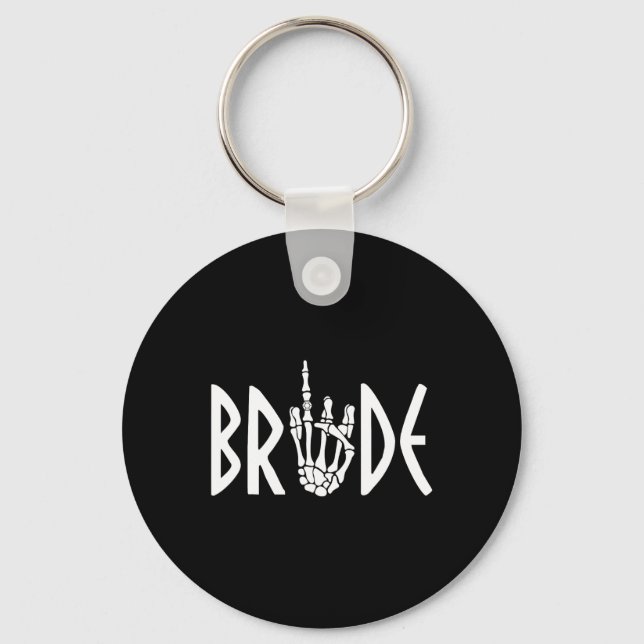 Bride Groom Skeleton Gothic Bröllop Förlovning Hal Nyckelring (Framsida)