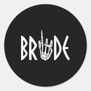 Bride Groom Skeleton Gothic Bröllop Förlovning Hal Runt Klistermärke