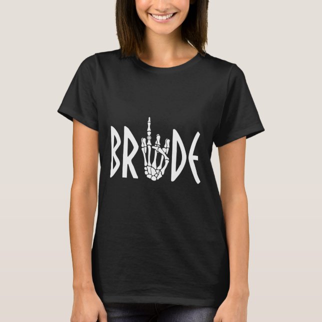 Bride Groom Skeleton Gothic Bröllop Förlovning Hal T Shirt (Framsida)