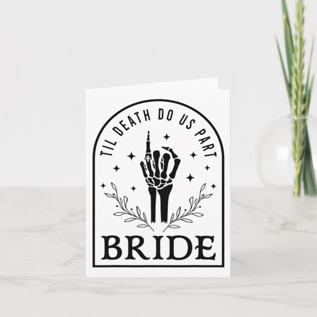 Bride Groom Skeleton Gothic Halloween Förlovning W Kort (Framsida)