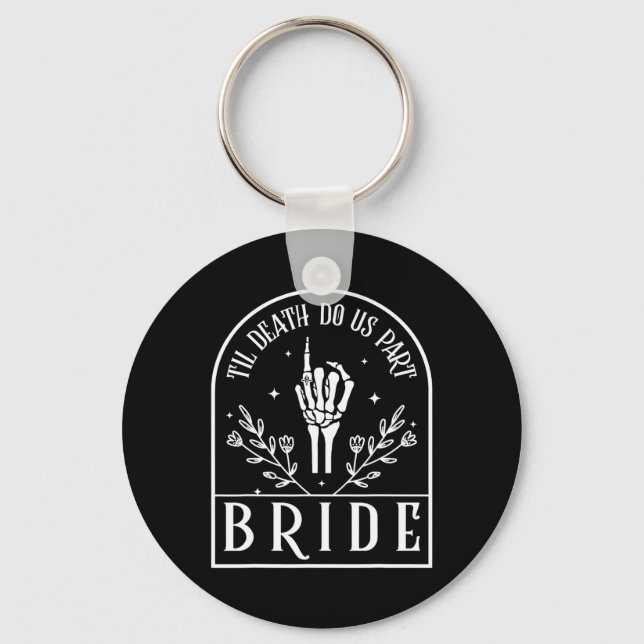Bride Groom Skeleton Gothic Halloween Förlovning W Nyckelring (Framsida)
