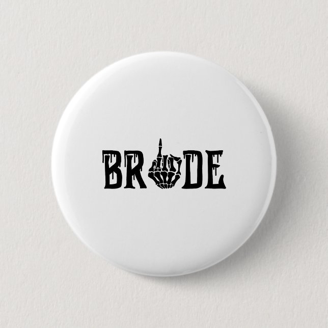 Bride Groom Skeleton Hand Halloween Bröllop Bachel Knapp (Framsida)