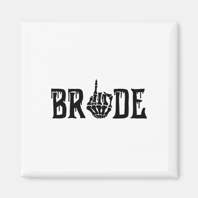 Bride Groom Skeleton Hand Halloween Bröllop Bachel Magnet (Framsidan)