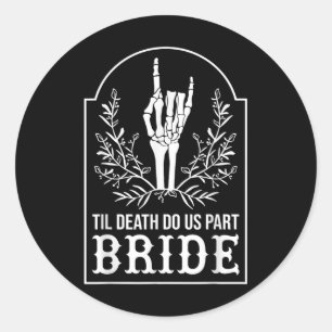 Bride Groom Skeleton Hand Par Matching Bröllop Runt Klistermärke