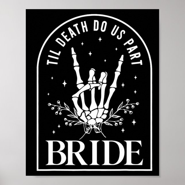 Bride Groom Skeleton Sten Hand Par Bröllop Hal Poster (Framsidan)