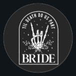 Bride Groom Skeleton Sten Hand Par Bröllop Hal Runt Klistermärke<br><div class="desc">Bride Groom Skeleton Sten Hand Par Bröllop Halloween</div>