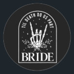 Bride Groom Skeleton Sten Hand Par Bröllop Hal Runt Klistermärke<br><div class="desc">Bride Groom Skeleton Sten Hand Par Bröllop Halloween</div>