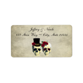Bride & Groom Skull Bröllop Adressetikett