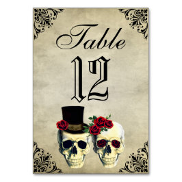 Bride & Groom Skull Bröllop Bord-kort Bordsnummer