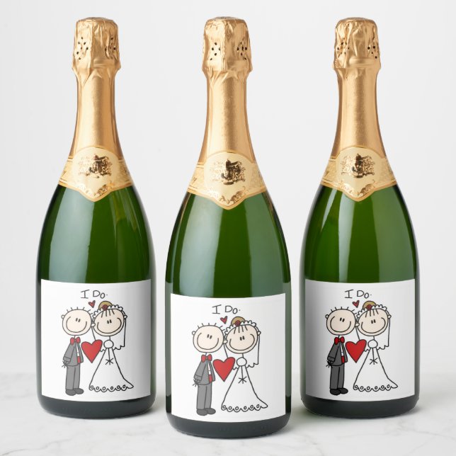 Bride & Groom Stick figurer Bröllop I Do (Flaskor)