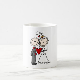 Bride & Groom Stick figurer Bröllop I Do Kaffemugg