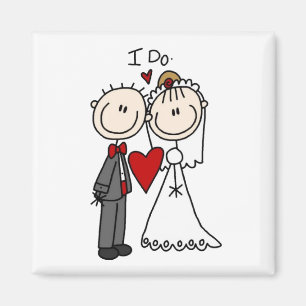 Bride & Groom Stick figurer Bröllop I Do Magnet