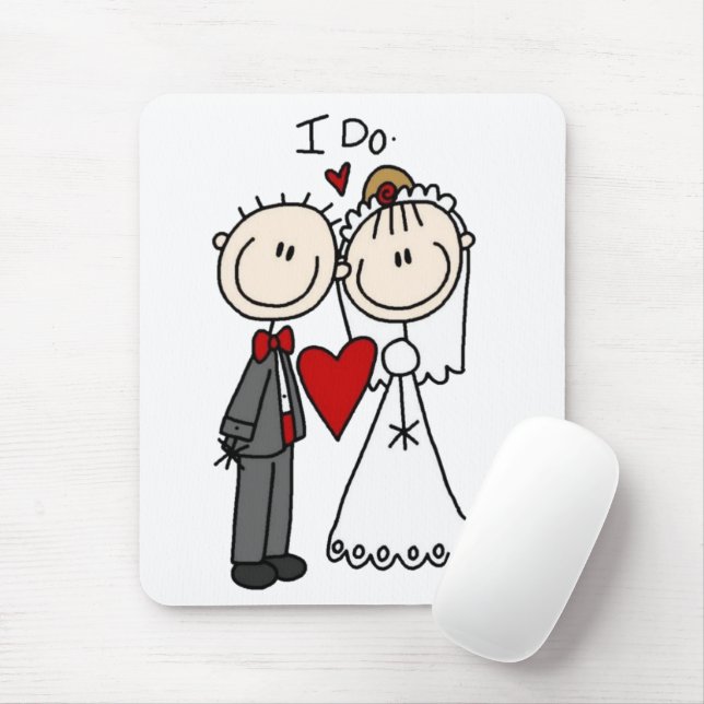 Bride & Groom Stick figurer Bröllop I Do Musmatta (Med mus)