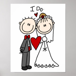Bride & Groom Stick figurer Bröllop I Do Poster