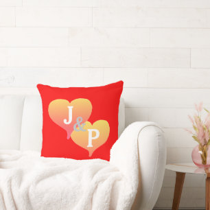 Bride Groom Sunset Hearts Red Reversible Pillow Kudde