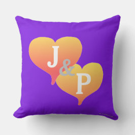 Bride Groom Sunset Hearts Violet Reversible Pillow Kudde