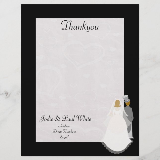 Bride & Groom - Svart - Tack Letterhead Brevhuvud (Framsida)