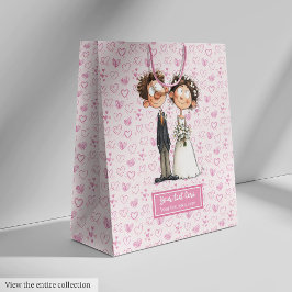 Bride Groom Tecknad Gift Bag Watercolor Funny