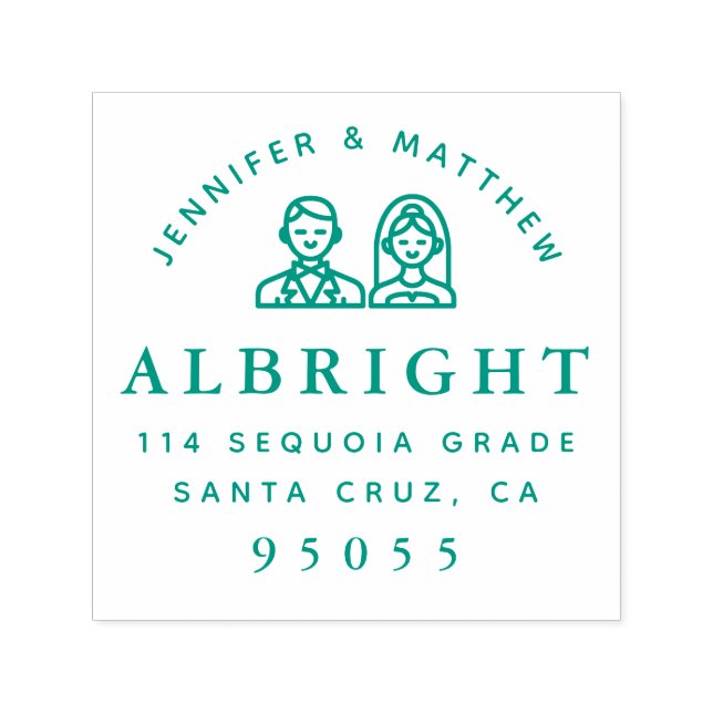 Bride & Groom the future Mr & Mrs Returadress Självfärgande Stämpel (Design)