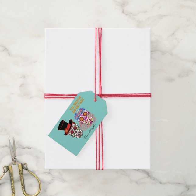 Bride & Groom till döden Do US Party Presentetikett (Med Snöre)