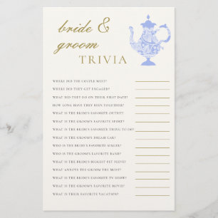Bride Groom Trivia Möhippa Tea China Snöre Elegant Flygblad